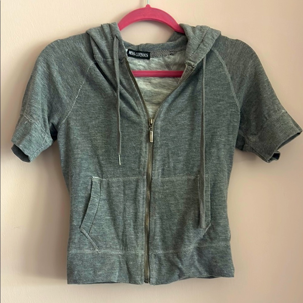 Miss Chievous Heather Gray Short Sleeve Hoodie